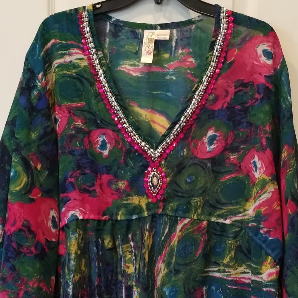 India Boutique embellished swim cover up/tunic  OS - Picture 9 of 9